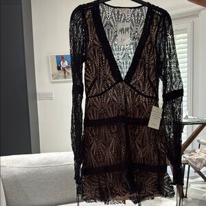 Black Lace V-Neck Dress